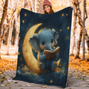 Elephant Reading Moon Premium Blanket