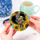 Groot And Yoda Sunflower Zipper Ceramic Decor Coaster - Gift Idea