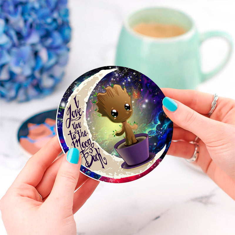 Baby Groot Love You To The Moon Galaxy Ceramic Decor Coaster - Gift Idea