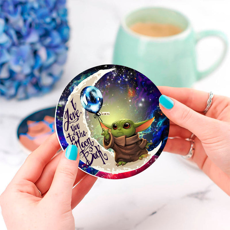 Baby Yoda Love You To The Moon Galaxy Ceramic Decor Coaster - Gift Idea