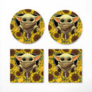 Yoda Sunflower Zipper Ceramic Decor Coaster - Gift Idea
