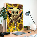 Yoda Sunflower Ziper - Living Room - Canvas Wall Art - Print - Wall Decor