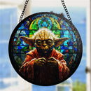 Yoda Round Stained Glass Suncatcher