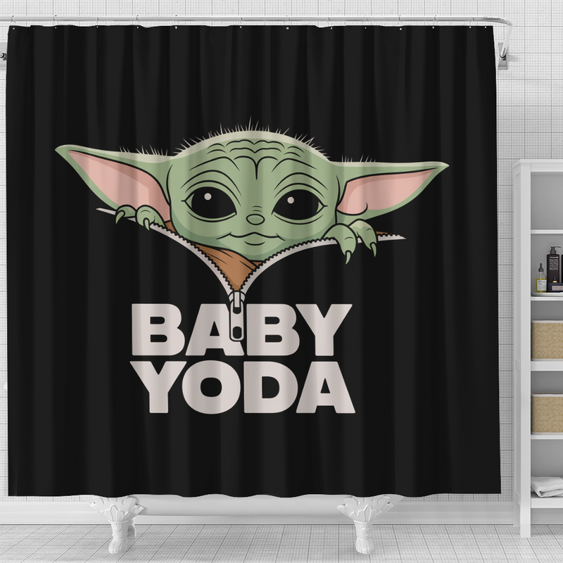 Baby Yoda Zipper Shower Curtain