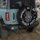 Mentally Ill But Totally Chill Skull Hand Floral Car Spare Tire Cover