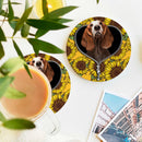Basset Hound Sunflower Zipper Ceramic Decor Coaster - Gift Idea