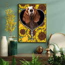 Basset Hound Sunflower - Living Room - Canvas Wall Art - Print - Wall Decor