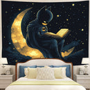 Batman Reading On A Crescent MoonTapestry