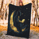 Batman Reading On A Crescent Moon Premium Blanket