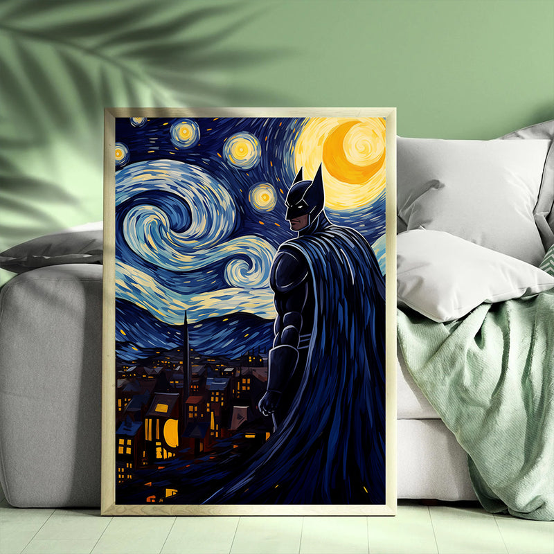 Batman Starry Night - Living Room - Canvas Wall Art - Print - Wall Decor