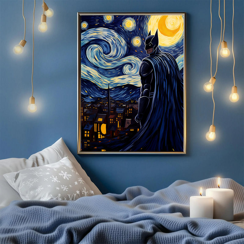 Batman Starry Night - Living Room - Canvas Wall Art - Print - Wall Decor