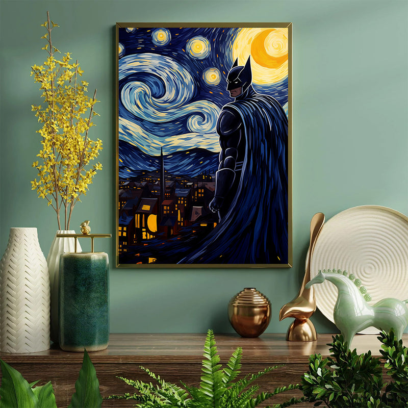 Batman Starry Night - Living Room - Canvas Wall Art - Print - Wall Decor