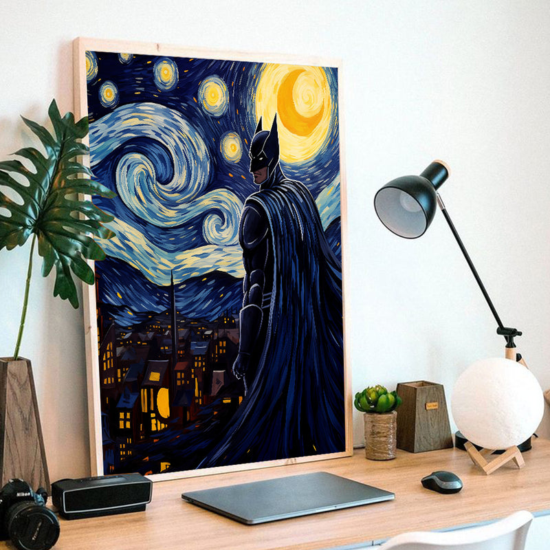 Batman Starry Night - Living Room - Canvas Wall Art - Print - Wall Decor