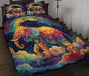 Beautiful Colorful Rainbow Cute Elephant On A Dark Sky Quilt Bed Sets