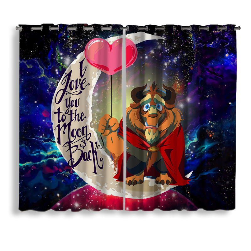 Beauty And The Beast Love You To The Moon Galaxy Window Curtain