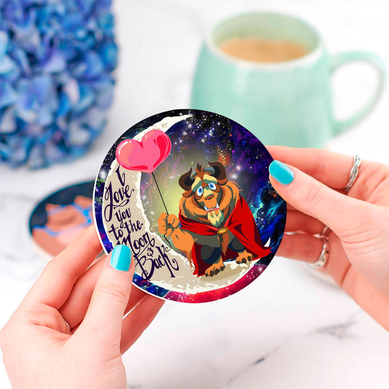 Beauty And The Beast Love You To The Moon Galaxy Ceramic Decor Coaster - Gift Idea