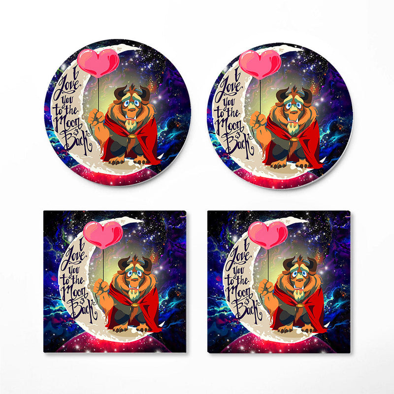 Beauty And The Beast Love You To The Moon Galaxy Ceramic Decor Coaster - Gift Idea