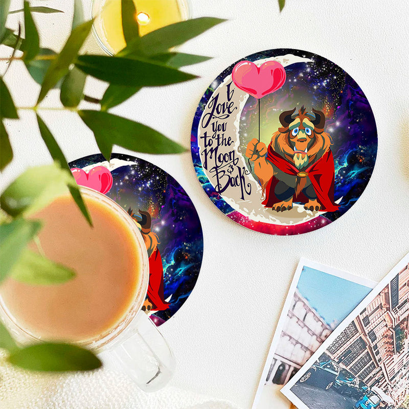 Beauty And The Beast Love You To The Moon Galaxy Ceramic Decor Coaster - Gift Idea