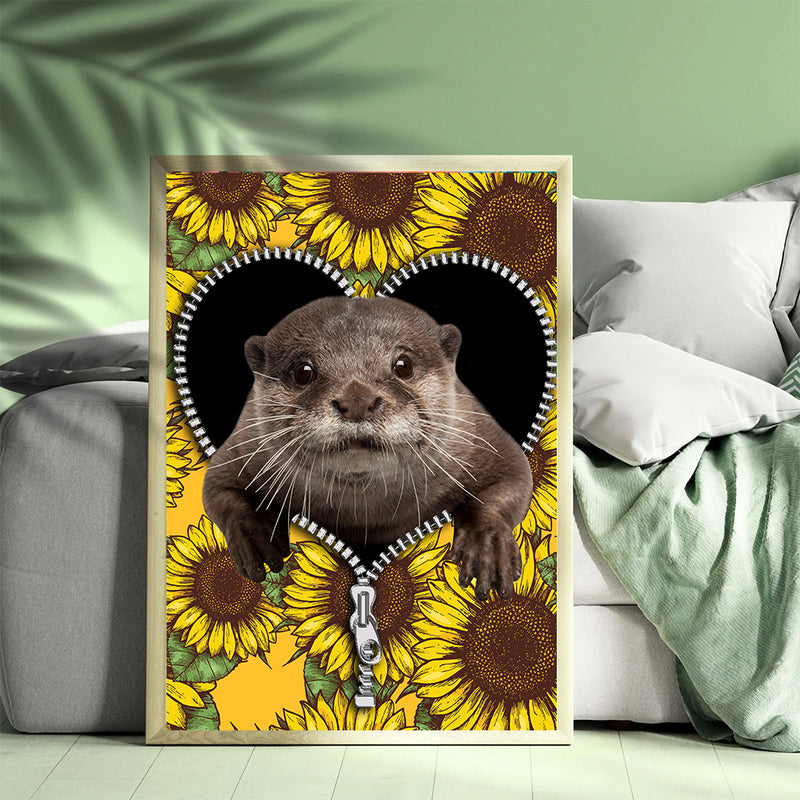 Beaver Sunflower - Living Room - Canvas Wall Art - Print - Wall Decor