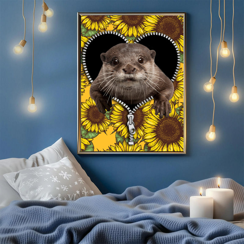 Beaver Sunflower - Living Room - Canvas Wall Art - Print - Wall Decor