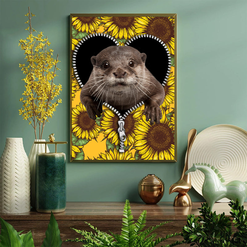 Beaver Sunflower - Living Room - Canvas Wall Art - Print - Wall Decor