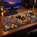 Honey Bee Floral Stained Glass Desk Mat