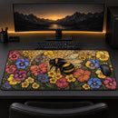Honey Bee Floral Stained Glass Desk Mat