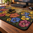 Honey Bee Floral Stained Glass Desk Mat