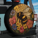 Honey Bee Flower Stained Glass Jeep Car Spare Tire Cover