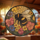 Honey Bee Flower Stained Glass Suncatcher