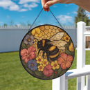 Honey Bee Flower Stained Glass Suncatcher