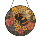Honey Bee Flower Stained Glass Suncatcher