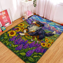 Bernese Mountain Dog Stained Glass Rectangular Area Rug