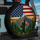 Big Foot American Flag Forest Car Spare Tire Cover
