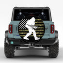 Bigfoot American Camo Flag Car Spare Tire Cover With Camera Hole