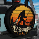 Bigfoot Fishing Sasquatch Vintage Car Spare Tire Cover
