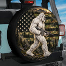 Bigfoot Camo American Flag Car Spare Tire Cover With Camera Hole