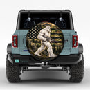 Bigfoot Camo American Flag Car Spare Tire Cover With Camera Hole