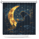 Bigfoot Reading On A Crescent Moon Shower Curtain