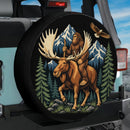 Bigfoot Riding A Moose Car Spare Tire Cover With Camera Hole