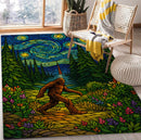 Bigfoot Starry Night Stained Glass Rectangular Area Rug
