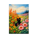 Black Cat In Flower Fram Jigsaw Puzzle