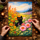 Black Cat In Flower Fram Jigsaw Puzzle