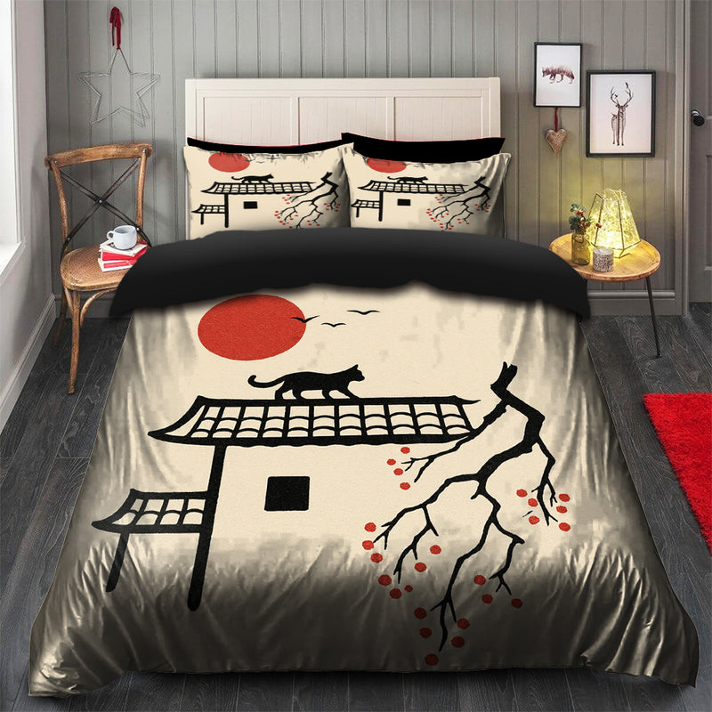 Black Cat In Japan Style Art Bedding Set