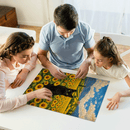 Black Cat In Sunflower Fram Jigsaw Puzzle