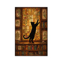 Black Cat Stained Glass Library Jigsaw Puzzle
