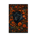 Black Wolf In Floral Jigsaw Puzzle