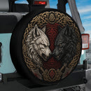 Black And White Viking Wolf Car Spare Tire Cover