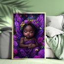 Black Berry Fairy Chubby African Girls Sleeping - Living Room - Canvas Wall Art - Print - Wall Decor