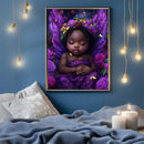 Black Berry Fairy Chubby African Girls Sleeping - Living Room - Canvas Wall Art - Print - Wall Decor